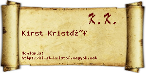 Kirst Kristóf névjegykártya